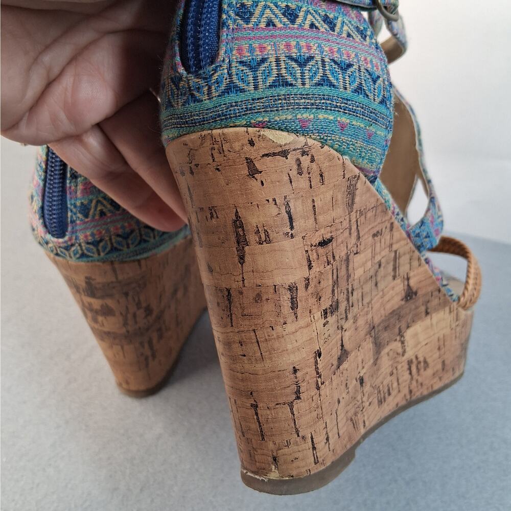 pop Multicolor Beaded Strappy Espadrille Wedge Sandals - Picture 8 of 11